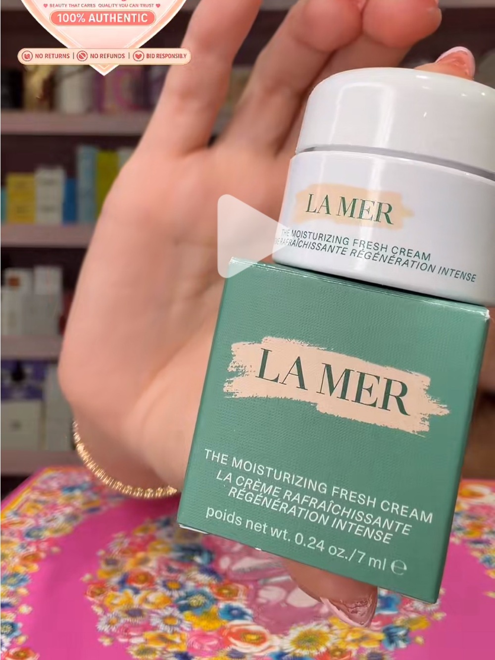La Mer White Cream Jar with Mint Green Box